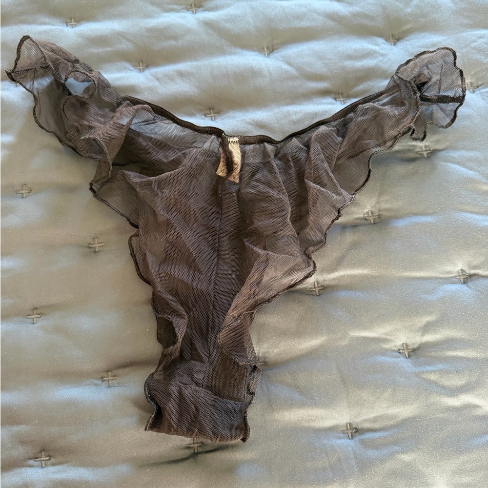 Victoria's Secret Black Sheer sexy vintage Lace Panties